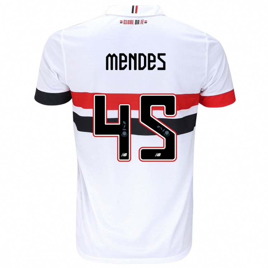 Gyermek Labdarúgás Nathan Mendes #45 Fehér Piros Fekete Hazai Jersey 2024/25 Mez Póló Ing