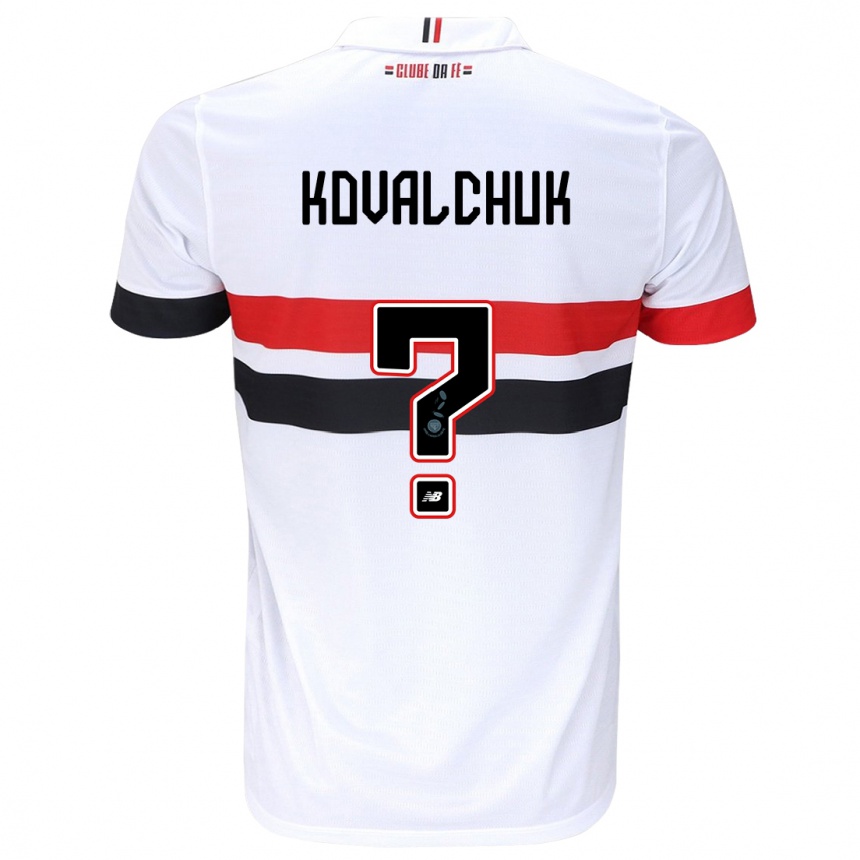 Gyermek Labdarúgás Filipp Kovalchuk #0 Fehér Piros Fekete Hazai Jersey 2024/25 Mez Póló Ing