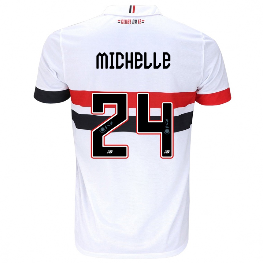 Gyermek Labdarúgás Michelle #24 Fehér Piros Fekete Hazai Jersey 2024/25 Mez Póló Ing