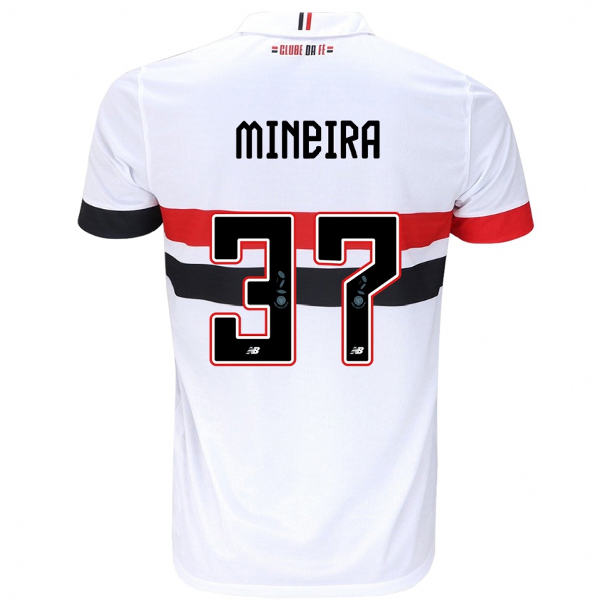 Gyermek Labdarúgás Rafa Mineira #37 Fehér Piros Fekete Hazai Jersey 2024/25 Mez Póló Ing