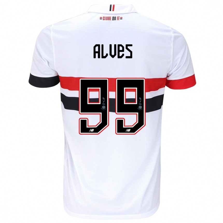 Gyermek Labdarúgás Letícia Alves #99 Fehér Piros Fekete Hazai Jersey 2024/25 Mez Póló Ing