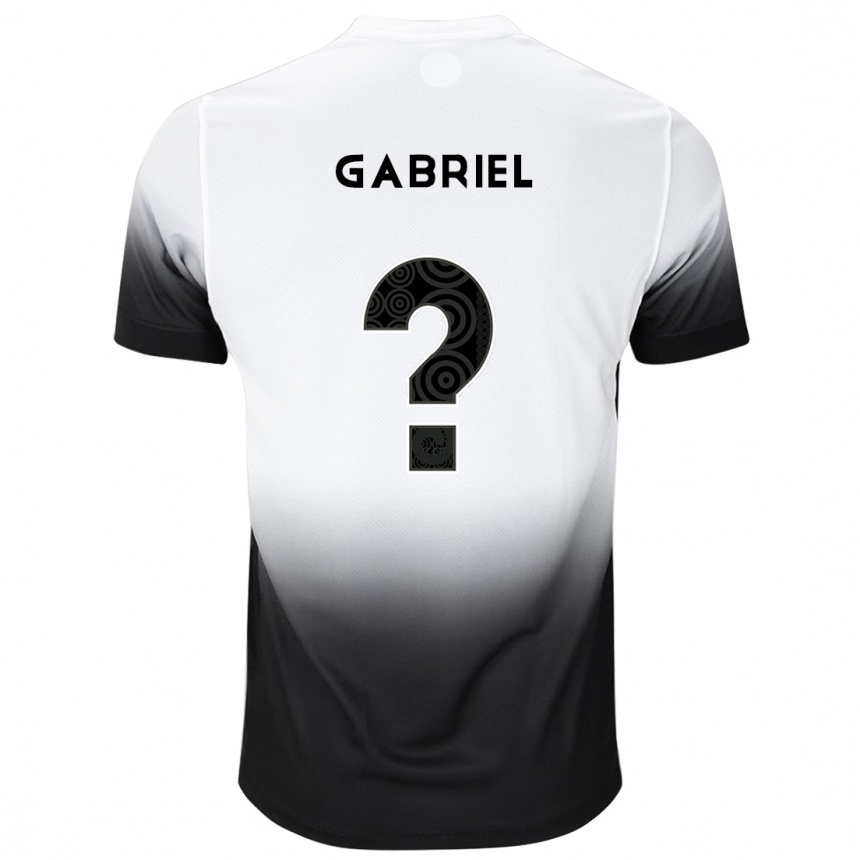 Gyermek Labdarúgás Gabriel #0 Fehér Fekete Hazai Jersey 2024/25 Mez Póló Ing