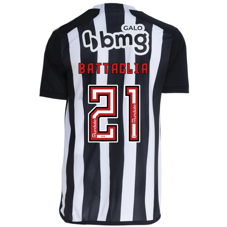 Gyermek Labdarúgás Rodrigo Battaglia #21 Fehér Fekete Hazai Jersey 2024/25 Mez Póló Ing