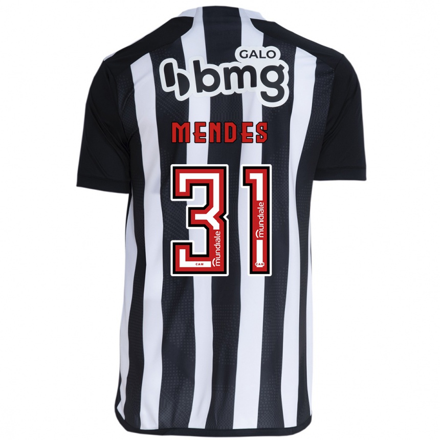 Gyermek Labdarúgás Matheus Mendes #31 Fehér Fekete Hazai Jersey 2024/25 Mez Póló Ing