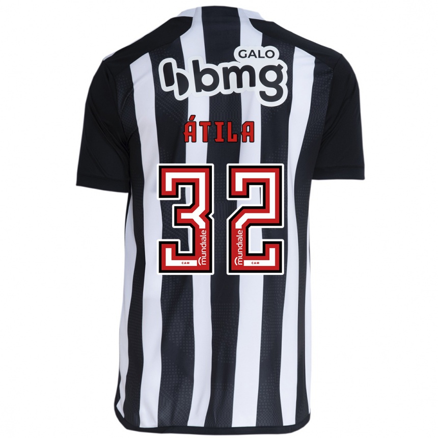 Gyermek Labdarúgás Gabriel Átila #32 Fehér Fekete Hazai Jersey 2024/25 Mez Póló Ing