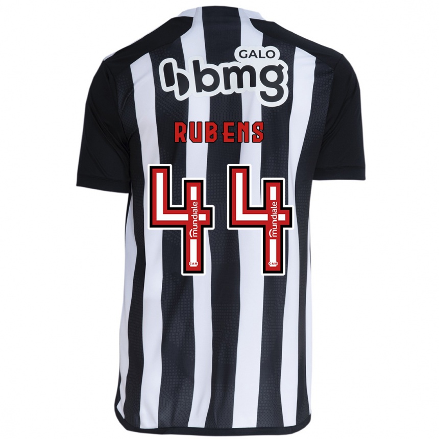 Gyermek Labdarúgás Rubens #44 Fehér Fekete Hazai Jersey 2024/25 Mez Póló Ing