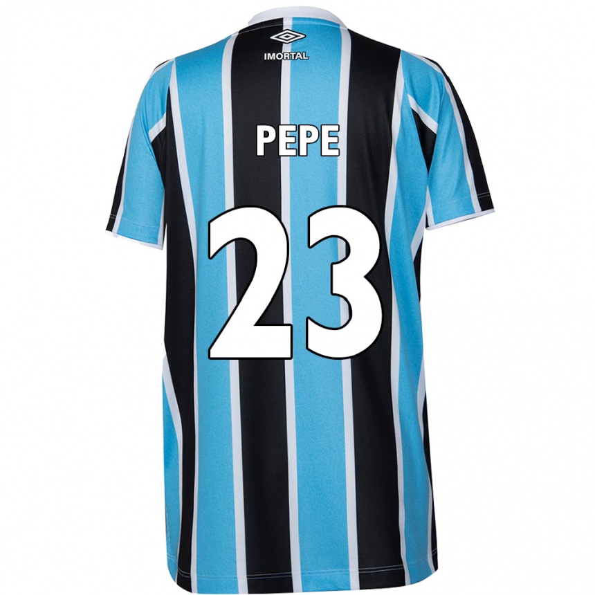 Gyermek Labdarúgás Pepê #23 Kék Fekete Fehér Hazai Jersey 2024/25 Mez Póló Ing