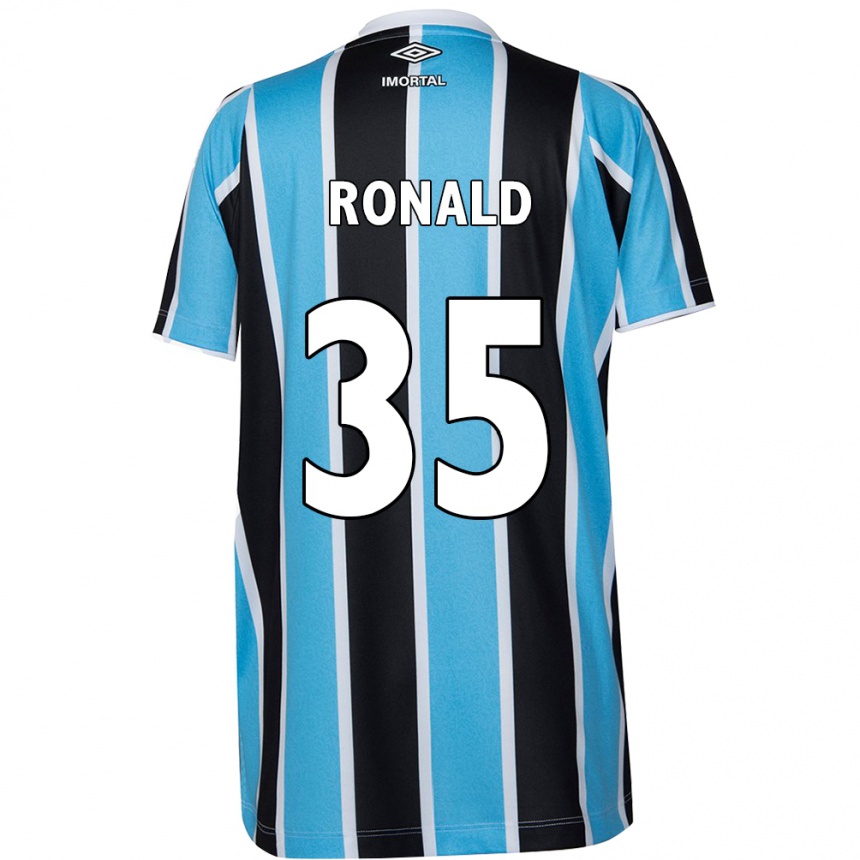 Gyermek Labdarúgás Ronald #35 Kék Fekete Fehér Hazai Jersey 2024/25 Mez Póló Ing