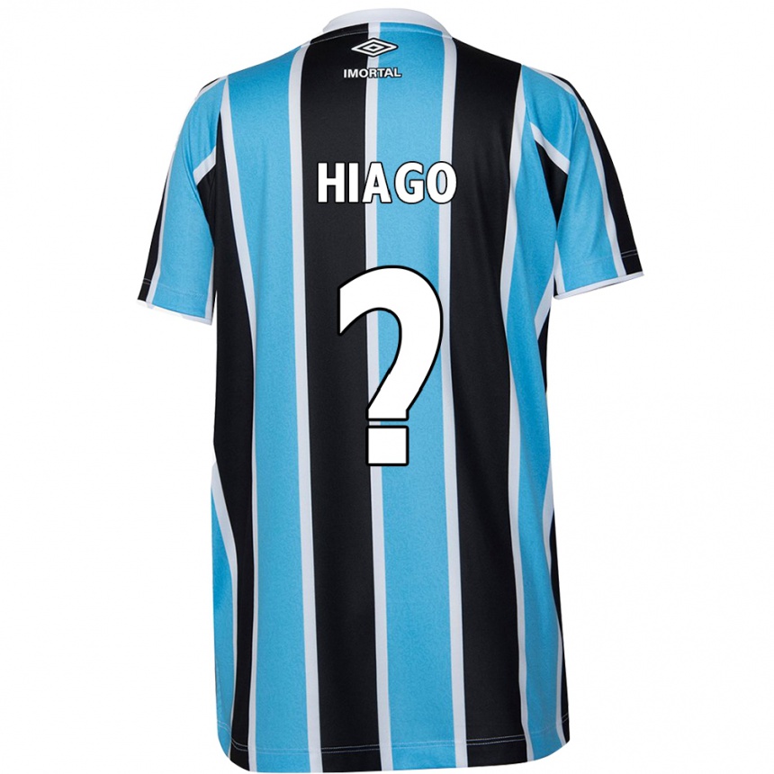 Gyermek Labdarúgás Hiago #0 Kék Fekete Fehér Hazai Jersey 2024/25 Mez Póló Ing