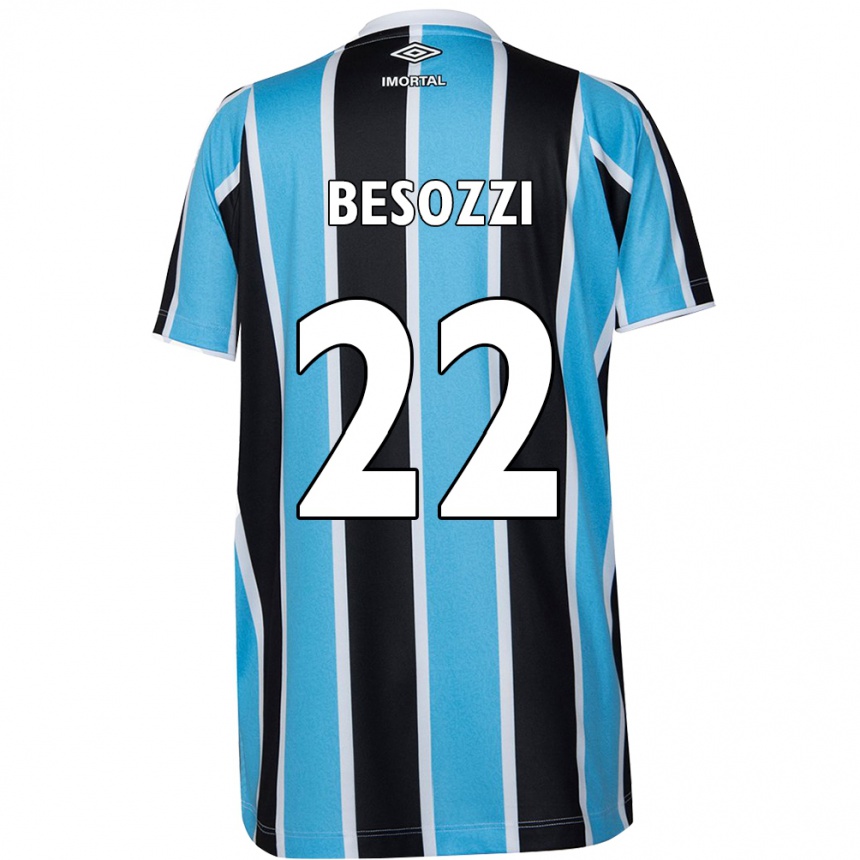 Gyermek Labdarúgás Lucas Besozzi #22 Kék Fekete Fehér Hazai Jersey 2024/25 Mez Póló Ing