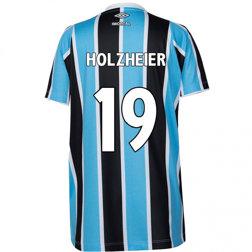 Gyermek Labdarúgás Agostina Holzheier #19 Kék Fekete Fehér Hazai Jersey 2024/25 Mez Póló Ing