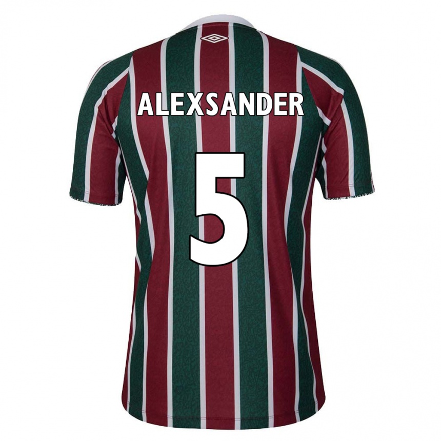 Gyermek Labdarúgás Alexsander #5 Zöld Barna Fehér Hazai Jersey 2024/25 Mez Póló Ing