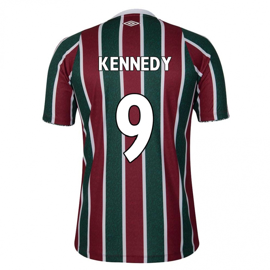 Gyermek Labdarúgás John Kennedy #9 Zöld Barna Fehér Hazai Jersey 2024/25 Mez Póló Ing