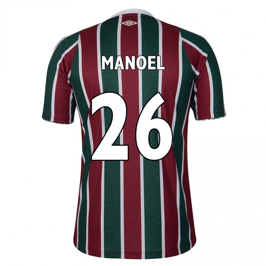 Gyermek Labdarúgás Manoel #26 Zöld Barna Fehér Hazai Jersey 2024/25 Mez Póló Ing