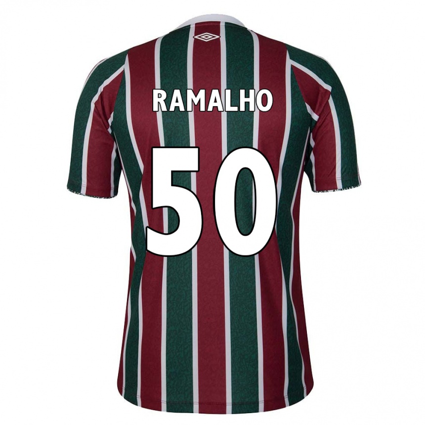 Gyermek Labdarúgás Gustavo Ramalho #50 Zöld Barna Fehér Hazai Jersey 2024/25 Mez Póló Ing