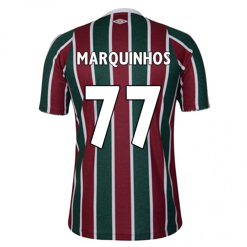 Gyermek Labdarúgás Marquinhos #77 Zöld Barna Fehér Hazai Jersey 2024/25 Mez Póló Ing