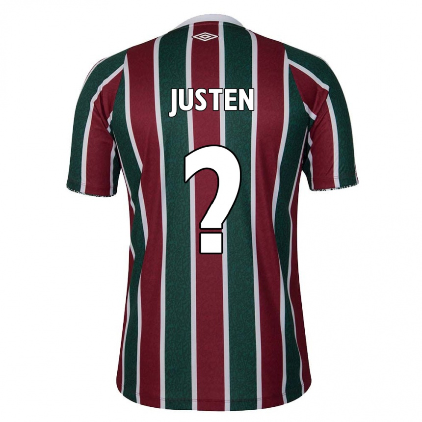 Gyermek Labdarúgás Justen #0 Zöld Barna Fehér Hazai Jersey 2024/25 Mez Póló Ing