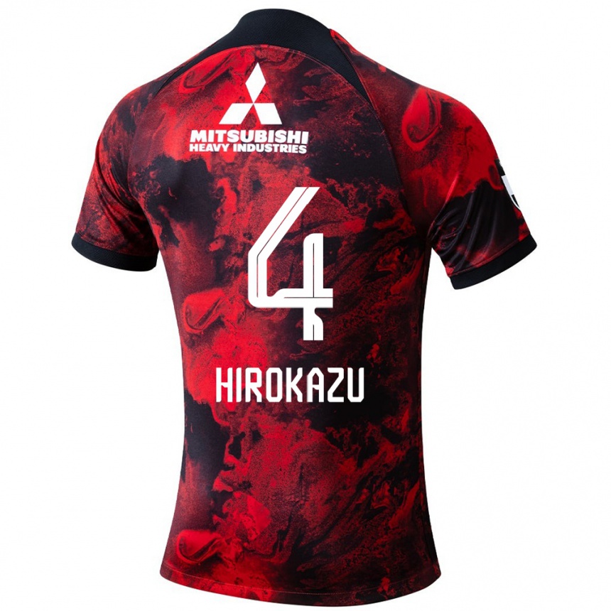 Gyermek Labdarúgás Hirokazu Ishihara #4 Piros Fekete Hazai Jersey 2024/25 Mez Póló Ing