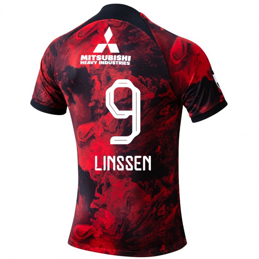 Gyermek Labdarúgás Bryan Linssen #9 Piros Fekete Hazai Jersey 2024/25 Mez Póló Ing