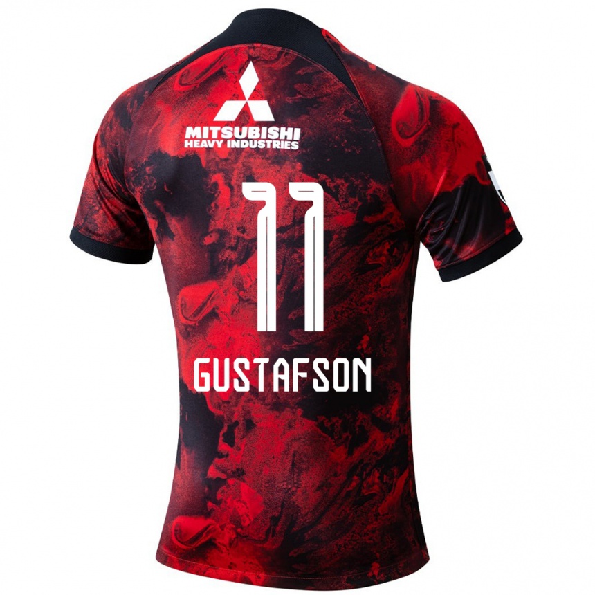 Gyermek Labdarúgás Samuel Gustafson #11 Piros Fekete Hazai Jersey 2024/25 Mez Póló Ing