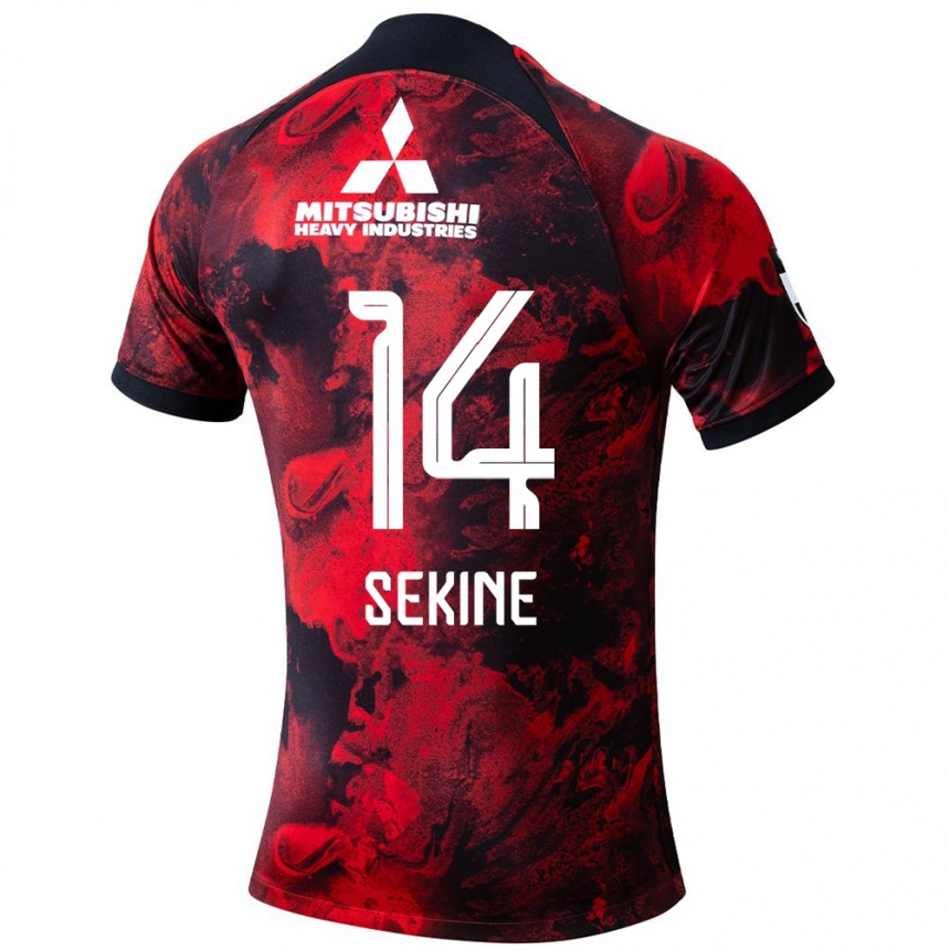 Gyermek Labdarúgás Takahiro Sekine #14 Piros Fekete Hazai Jersey 2024/25 Mez Póló Ing