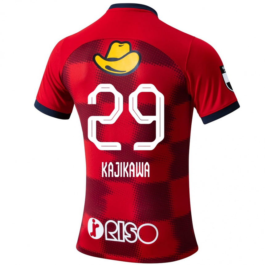 Gyermek Labdarúgás Yuji Kajikawa #29 Piros Kék Fehér Hazai Jersey 2024/25 Mez Póló Ing