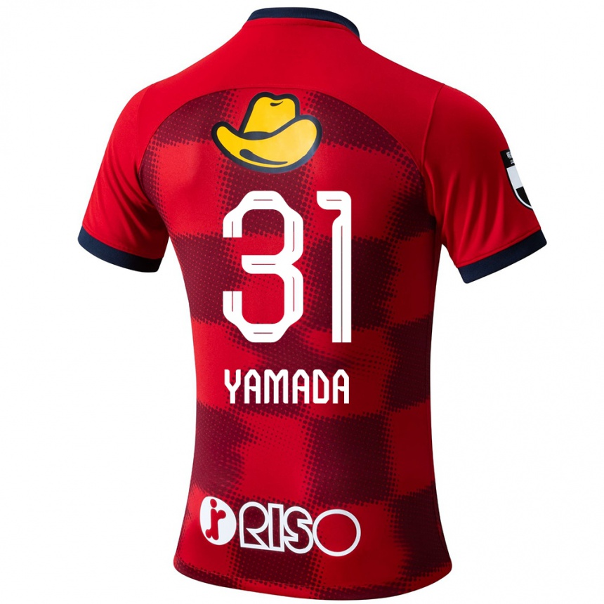 Gyermek Labdarúgás Taiki Yamada #31 Piros Kék Fehér Hazai Jersey 2024/25 Mez Póló Ing