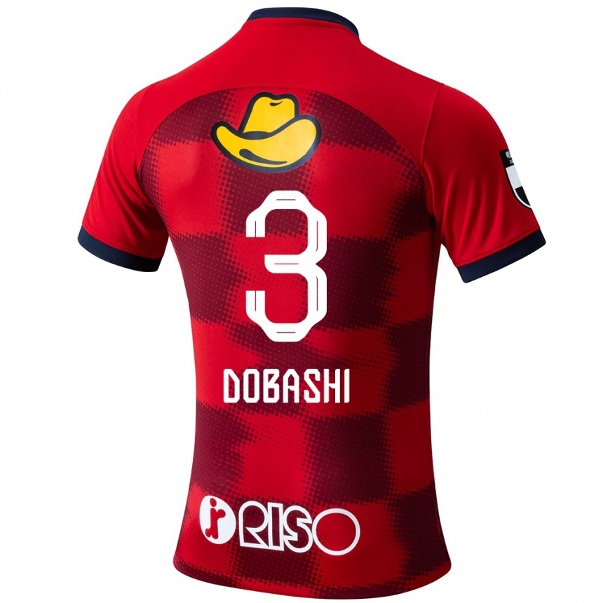 Gyermek Labdarúgás Ryunosuke Dobashi #3 Piros Kék Fehér Hazai Jersey 2024/25 Mez Póló Ing