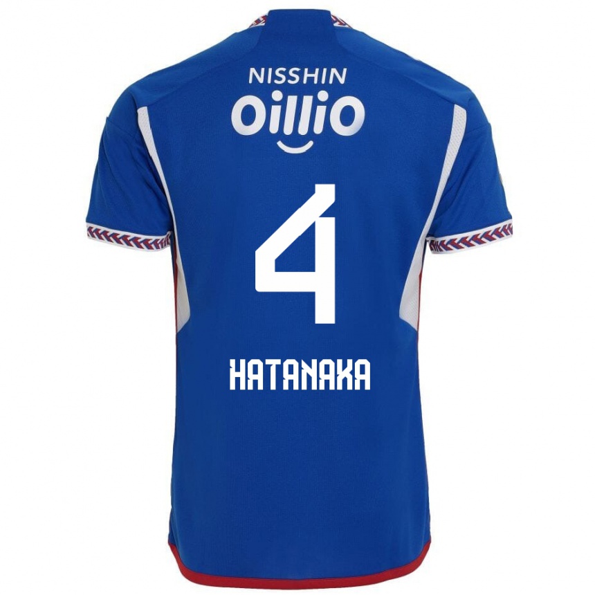 Gyermek Labdarúgás Shinnosuke Hatanaka #4 Kék Fehér Piros Hazai Jersey 2024/25 Mez Póló Ing