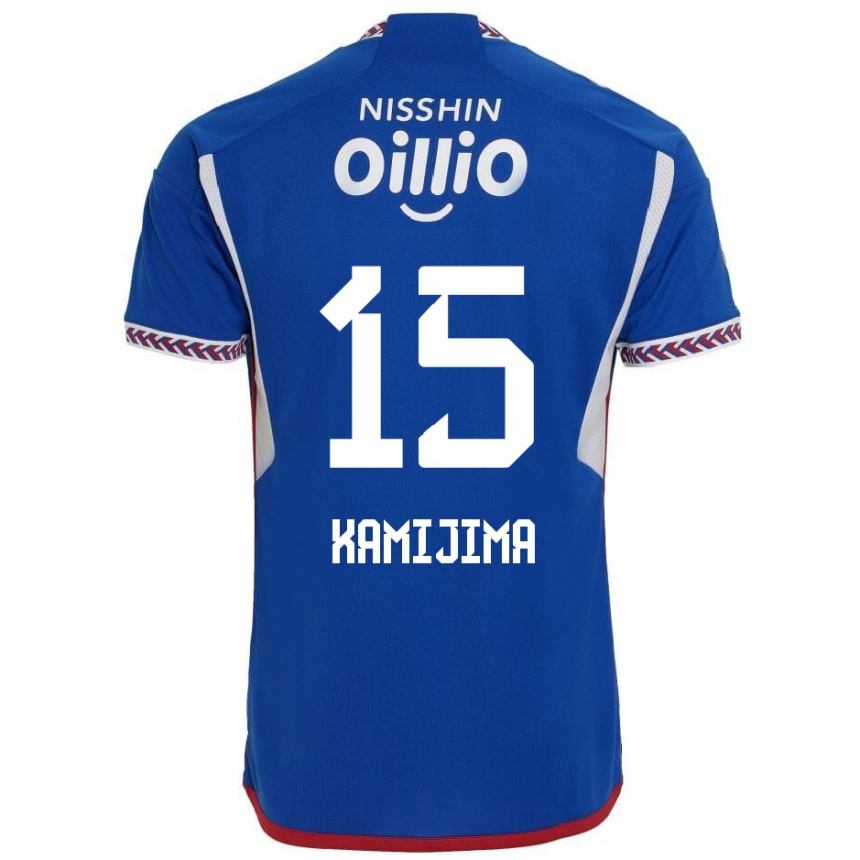 Gyermek Labdarúgás Takumi Kamijima #15 Kék Fehér Piros Hazai Jersey 2024/25 Mez Póló Ing