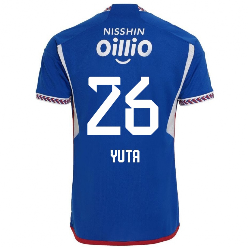 Gyermek Labdarúgás Yuta Koike #26 Kék Fehér Piros Hazai Jersey 2024/25 Mez Póló Ing