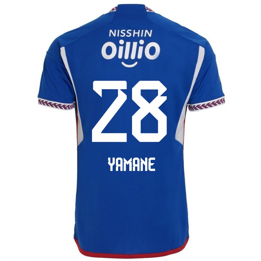 Gyermek Labdarúgás Riku Yamane #28 Kék Fehér Piros Hazai Jersey 2024/25 Mez Póló Ing