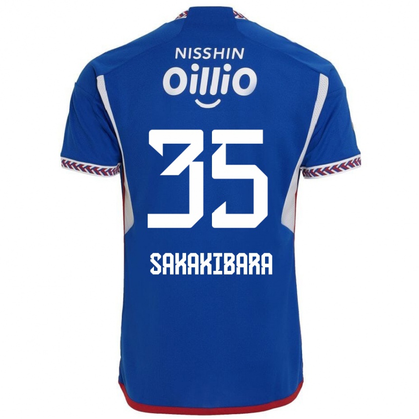 Gyermek Labdarúgás Keigo Sakakibara #35 Kék Fehér Piros Hazai Jersey 2024/25 Mez Póló Ing