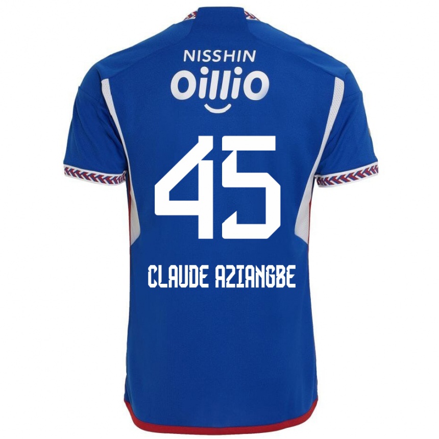 Gyermek Labdarúgás Jean Claude Aziangbe #45 Kék Fehér Piros Hazai Jersey 2024/25 Mez Póló Ing