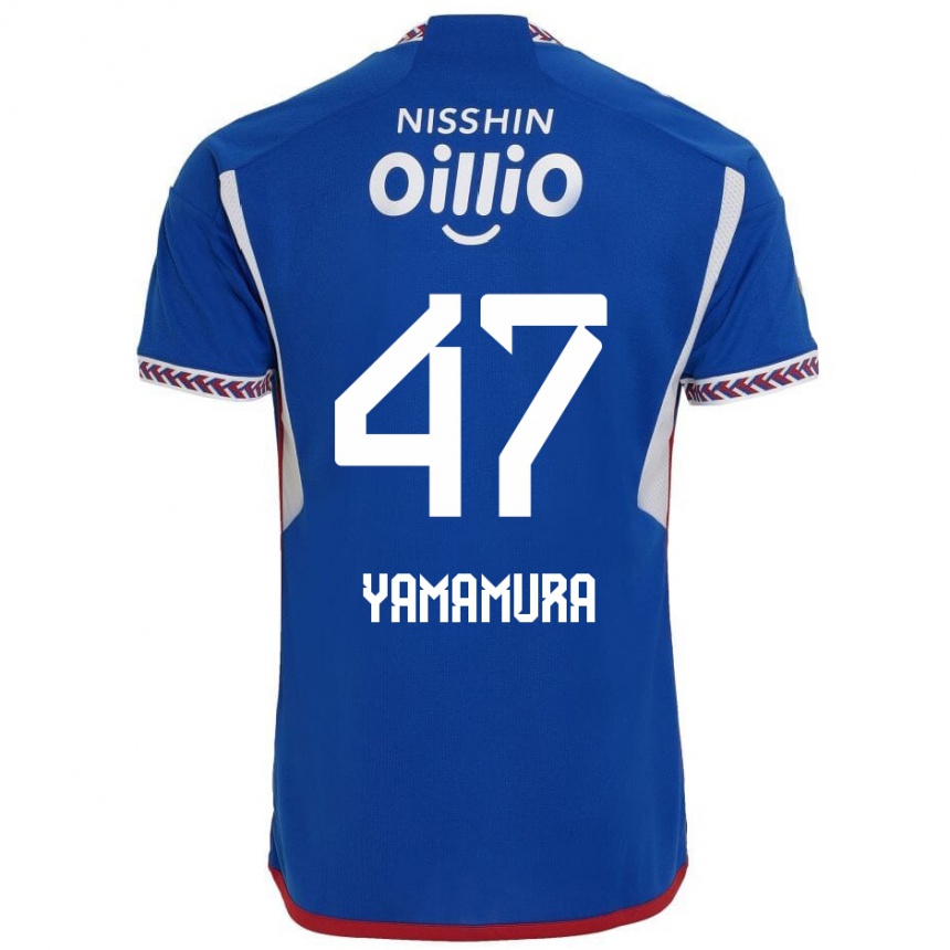 Gyermek Labdarúgás Kazuya Yamamura #47 Kék Fehér Piros Hazai Jersey 2024/25 Mez Póló Ing