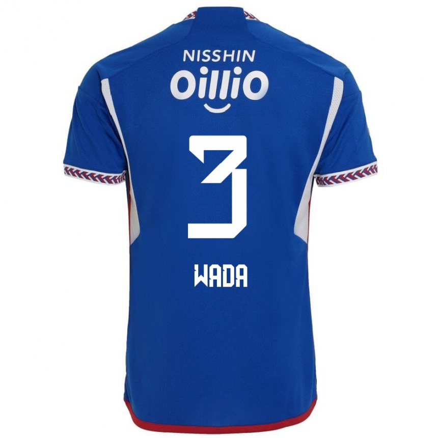 Gyermek Labdarúgás Yusei Wada #3 Kék Fehér Piros Hazai Jersey 2024/25 Mez Póló Ing