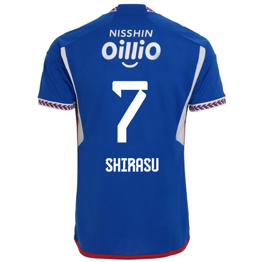 Gyermek Labdarúgás Kento Shirasu #7 Kék Fehér Piros Hazai Jersey 2024/25 Mez Póló Ing