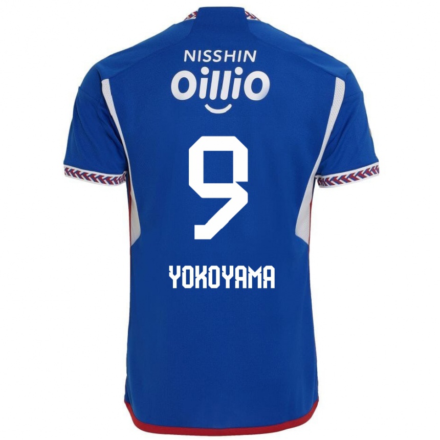 Gyermek Labdarúgás Shunsuke Yokoyama #9 Kék Fehér Piros Hazai Jersey 2024/25 Mez Póló Ing