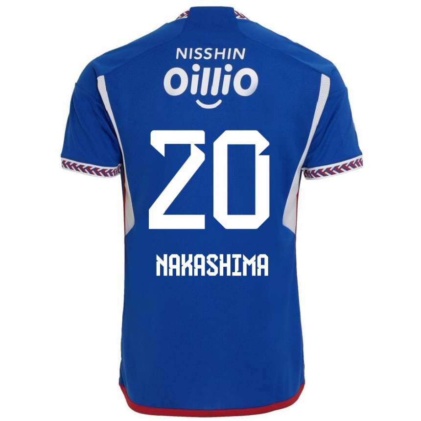 Gyermek Labdarúgás Rikuto Nakashima #20 Kék Fehér Piros Hazai Jersey 2024/25 Mez Póló Ing