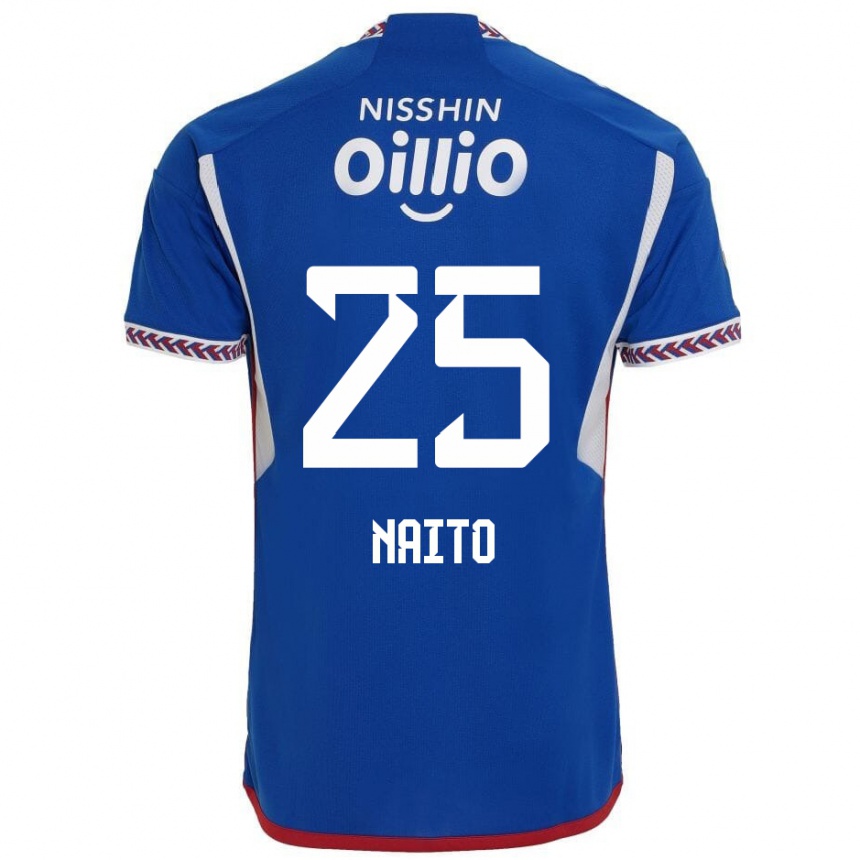 Gyermek Labdarúgás Kiyomu Naito #25 Kék Fehér Piros Hazai Jersey 2024/25 Mez Póló Ing