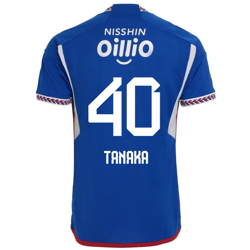 Gyermek Labdarúgás Hiei Tanaka #40 Kék Fehér Piros Hazai Jersey 2024/25 Mez Póló Ing