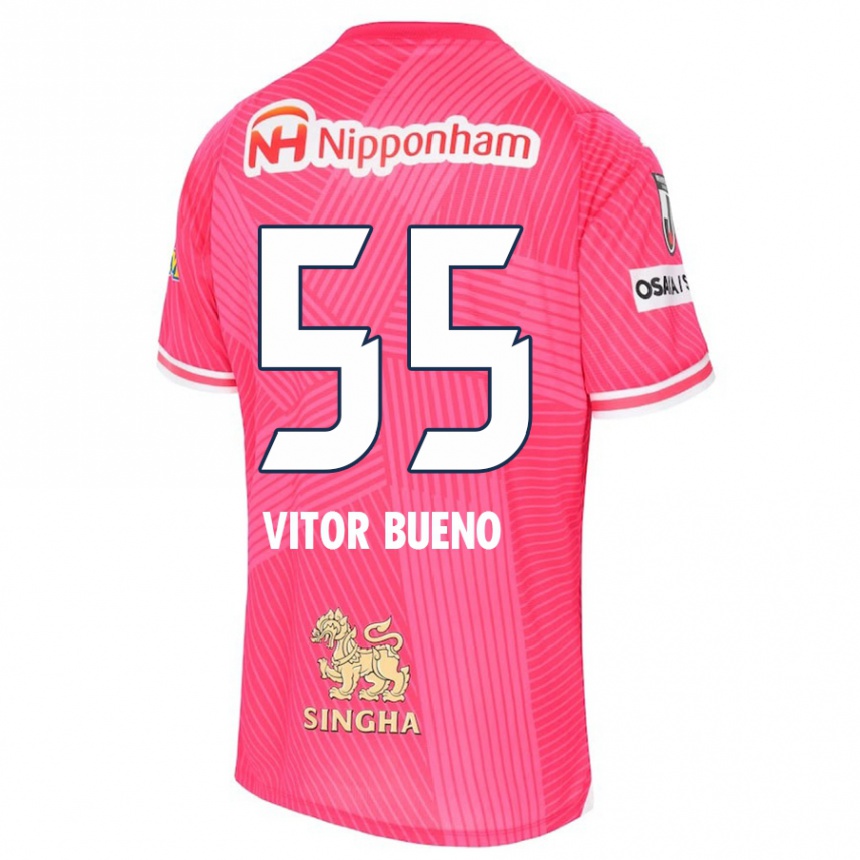 Gyermek Labdarúgás Vitor Bueno #55 Rózsaszín Fehér Hazai Jersey 2024/25 Mez Póló Ing