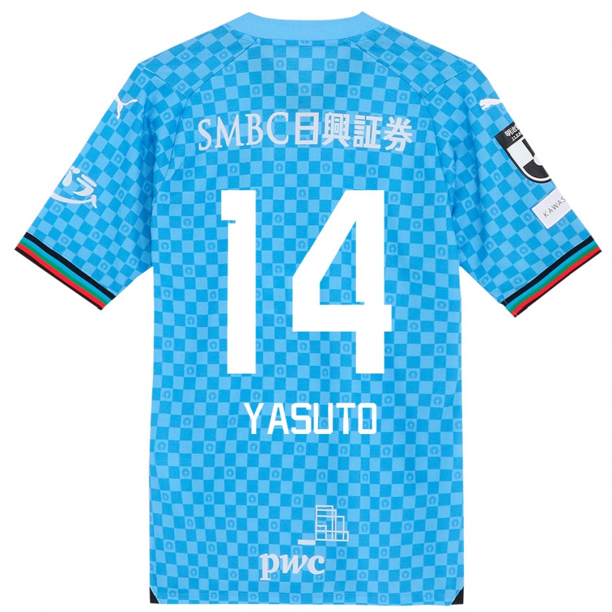 Gyermek Labdarúgás Yasuto Wakizaka #14 Azúrkék Hazai Jersey 2024/25 Mez Póló Ing