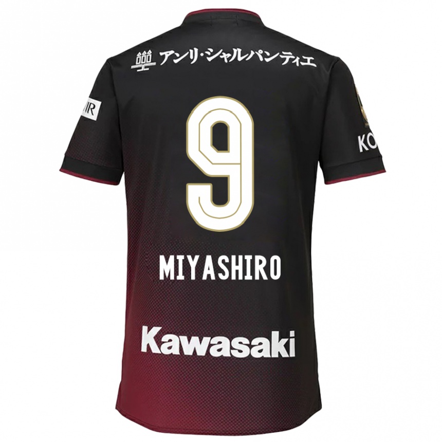 Gyermek Labdarúgás Taisei Miyashiro #9 Fekete Piros Hazai Jersey 2024/25 Mez Póló Ing