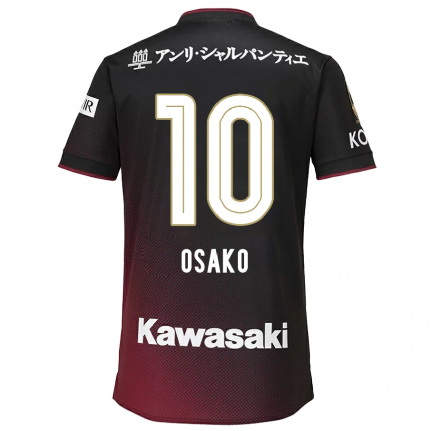 Gyermek Labdarúgás Yuya Osako #10 Fekete Piros Hazai Jersey 2024/25 Mez Póló Ing