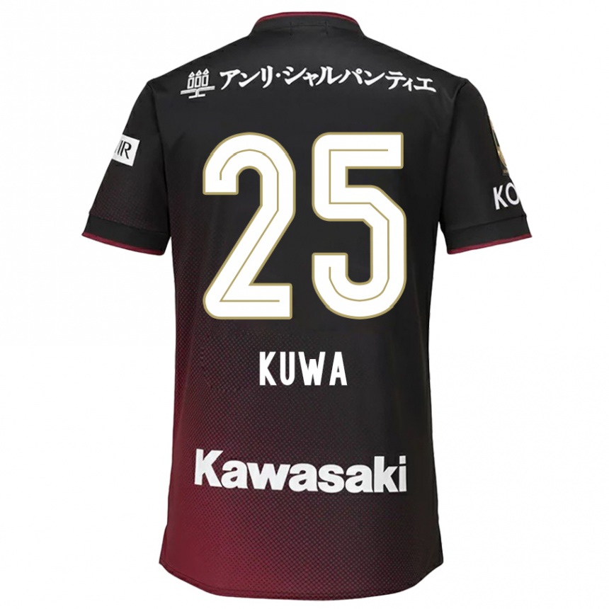 Gyermek Labdarúgás Yuya Kuwasaki #25 Fekete Piros Hazai Jersey 2024/25 Mez Póló Ing