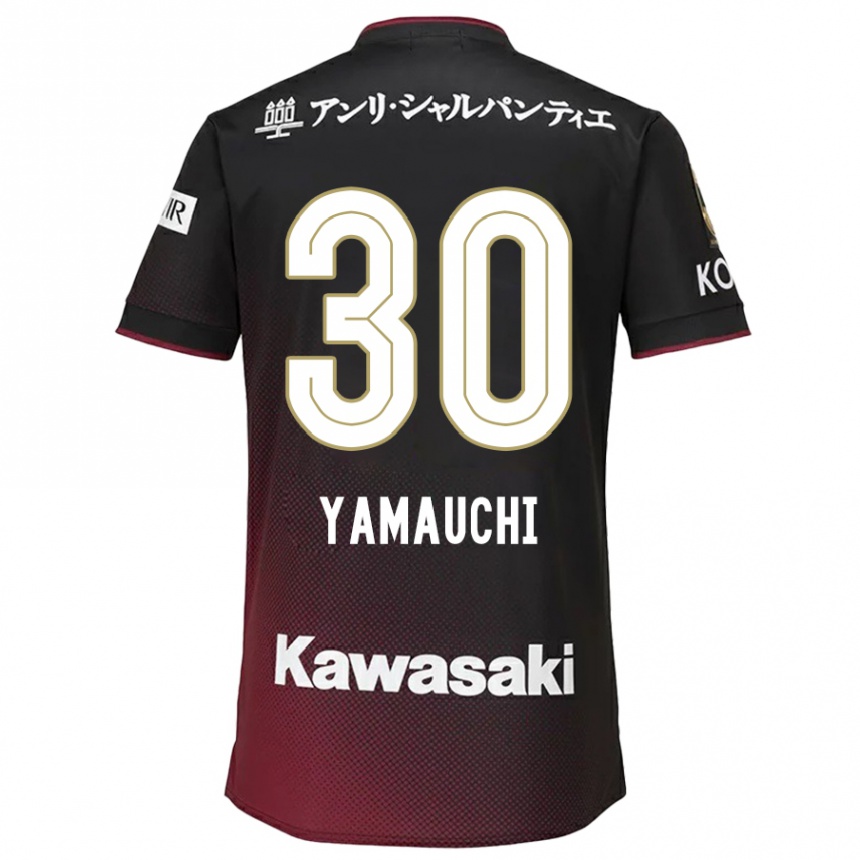 Gyermek Labdarúgás Kakeru Yamauchi #30 Fekete Piros Hazai Jersey 2024/25 Mez Póló Ing