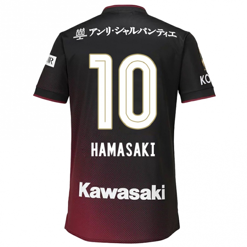 Gyermek Labdarúgás Kento Hamasaki #10 Fekete Piros Hazai Jersey 2024/25 Mez Póló Ing