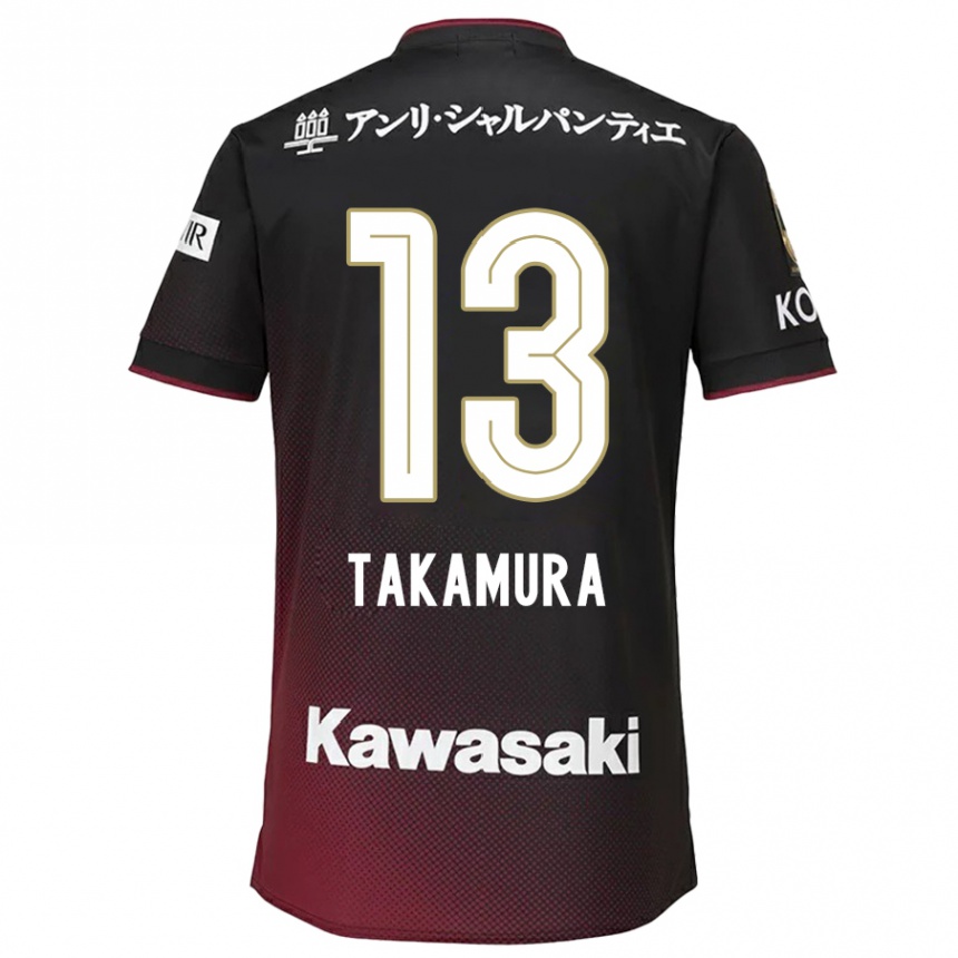 Gyermek Labdarúgás Tokiya Takamura #13 Fekete Piros Hazai Jersey 2024/25 Mez Póló Ing