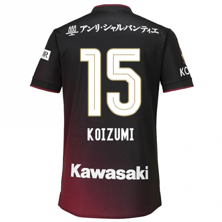 Gyermek Labdarúgás Fuga Koizumi #15 Fekete Piros Hazai Jersey 2024/25 Mez Póló Ing